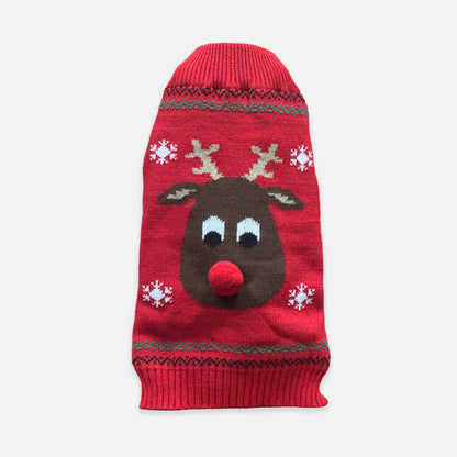 Rudolph Pet Sweater – Festive Holiday Knitwear for Small Dog Breeds