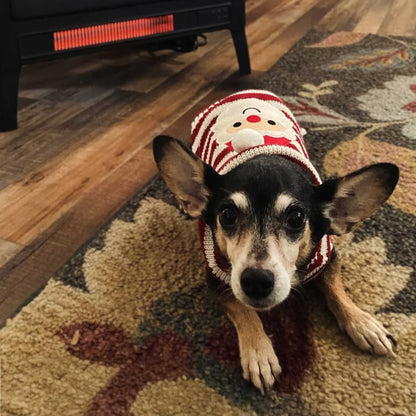Santa Claus Striped Pet Sweater – Festive Pet Holiday Apparel for Small Breeds