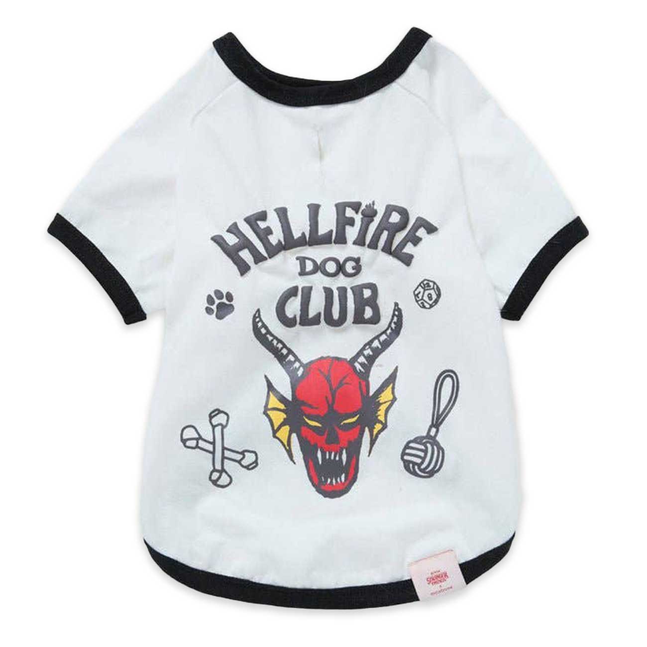 Dog shirt with 'Hellfire Dog Club' design on a white background