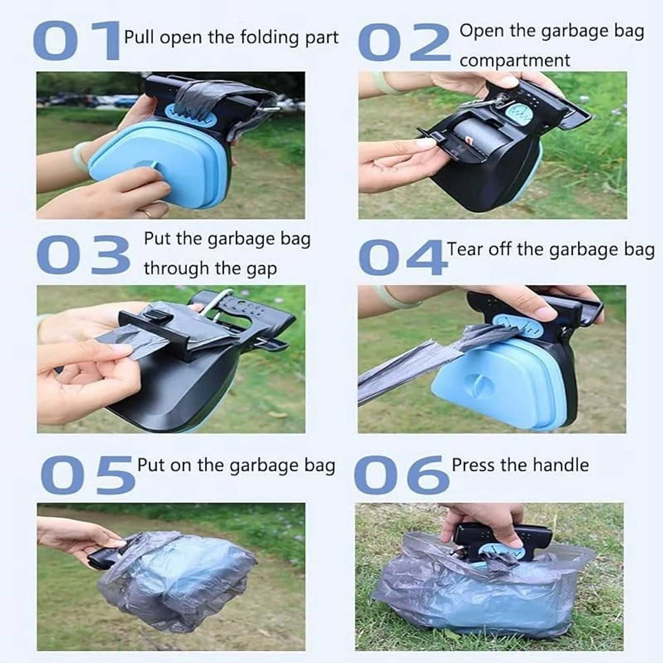 Travel Poop Scooper – Portable Waste Picker with Built-in Bag Dispenser