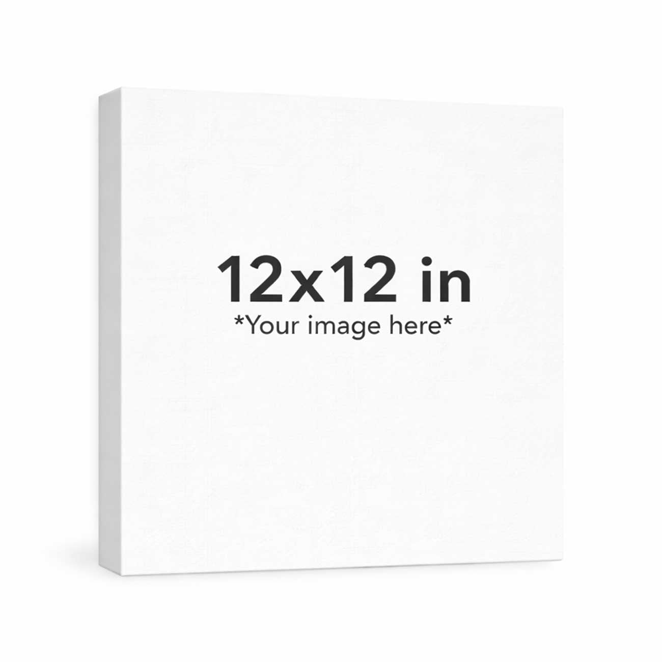 White 12x12 inch canvas with text placeholder on a white background