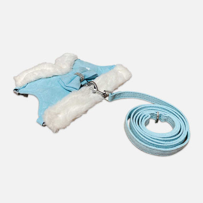 Stylish Baby Blue Pet Leash with Detachable Harness - Fashionable Walking Set for Small Pets