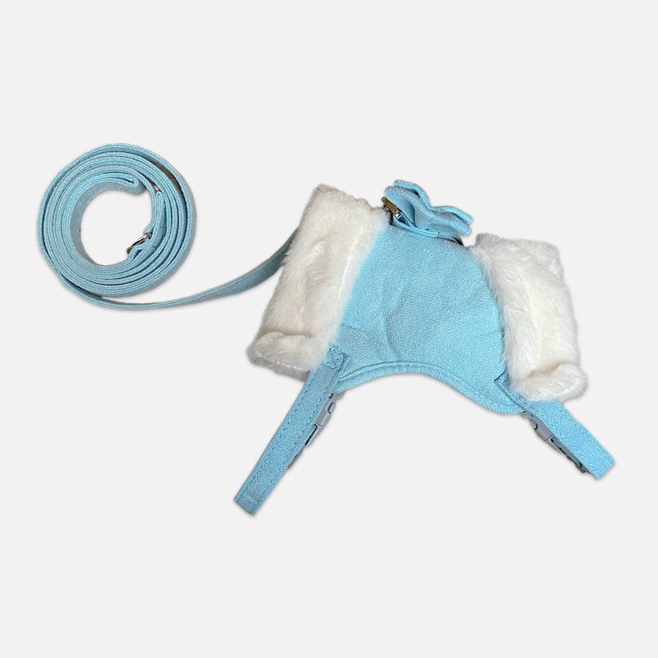 Stylish Baby Blue Pet Leash with Detachable Harness - Fashionable Walking Set for Small Pets