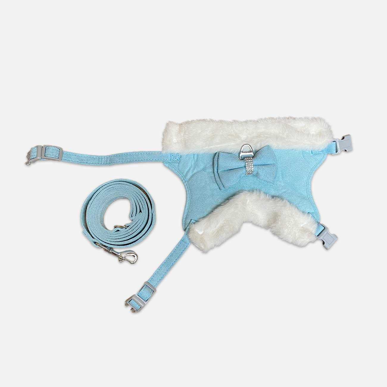 Stylish Baby Blue Pet Leash with Detachable Harness - Fashionable Walking Set for Small Pets