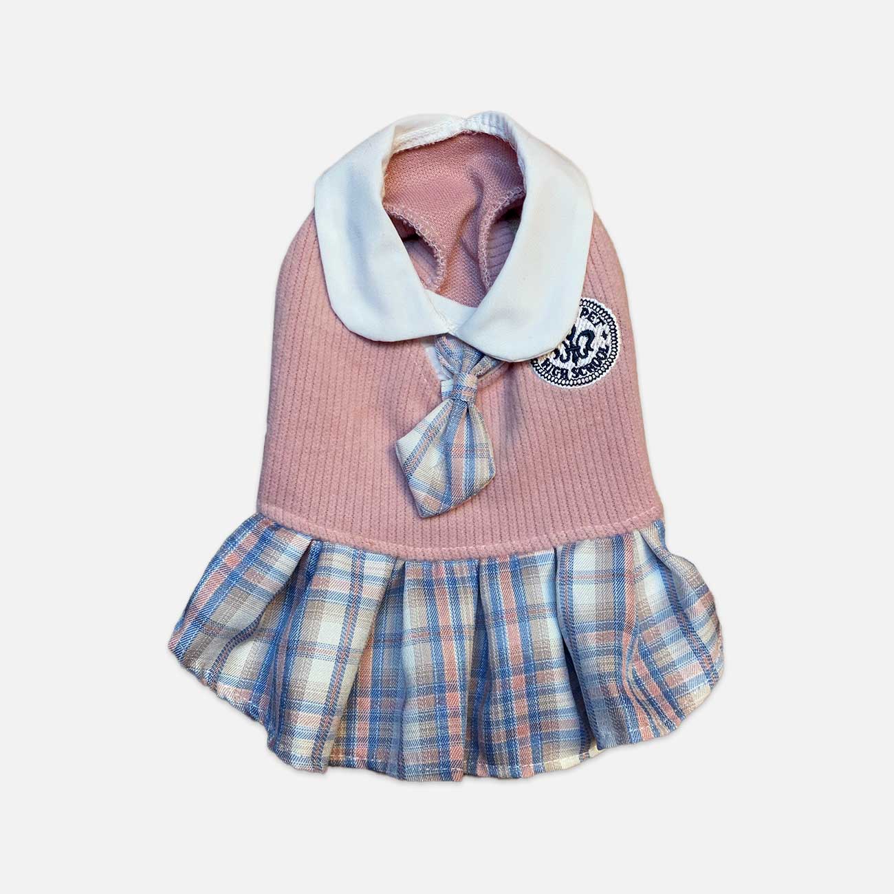 Pink School Uniform Pet Dress - Adorable Attire for Small Pets