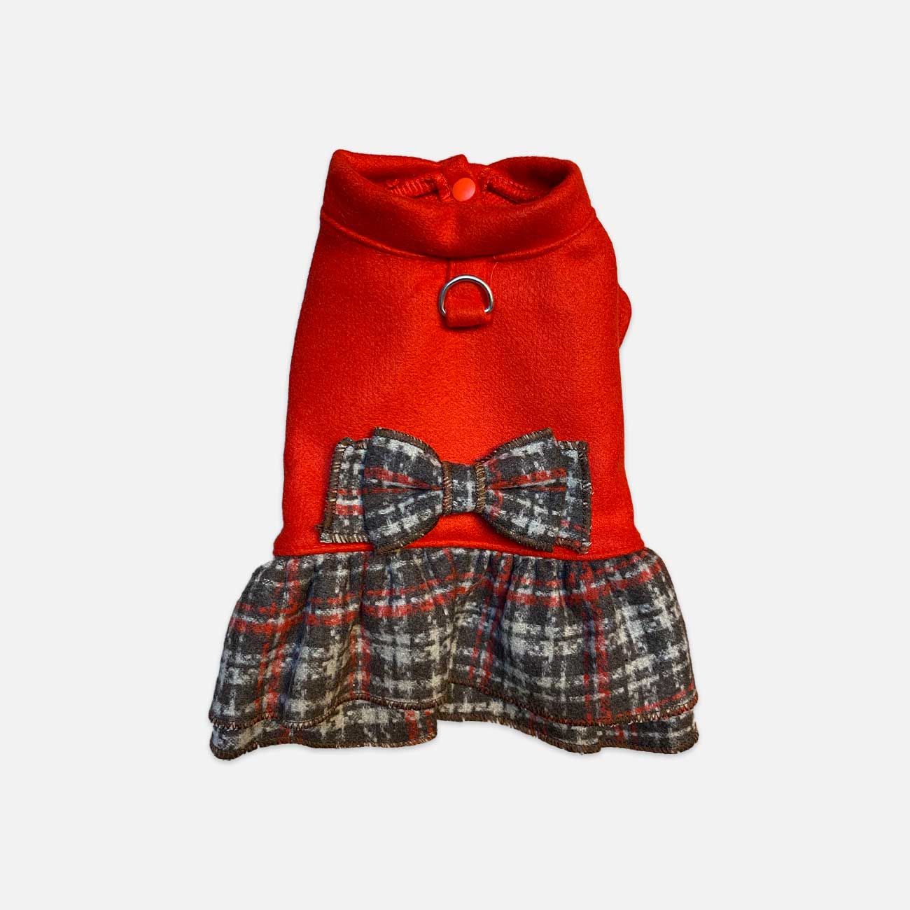 Red and Grey Plaid Pet Dress with Matching Ribbon - Stylish Attire for ...