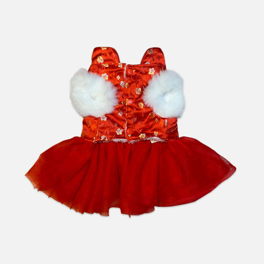 Royal Red Pet Dress - Elegant Princess Style Attire for Small Pets